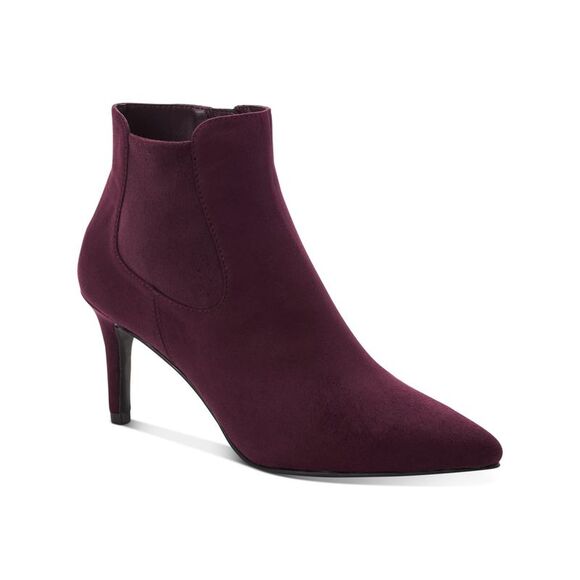 ALFANI Womens Burgundy Stretch Jacklynne Pointed Toe Stiletto Zip-Up Booties 5 M - Picture 1 of 4